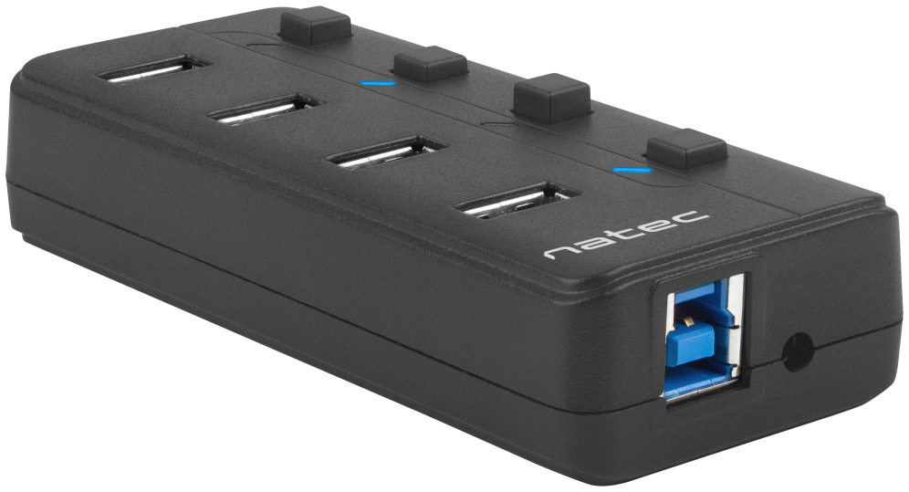 HUB NATEC MANTIS 2 USB 3.0 4 PUERTOS ON OFF CON ALIMENTADOR - detalle