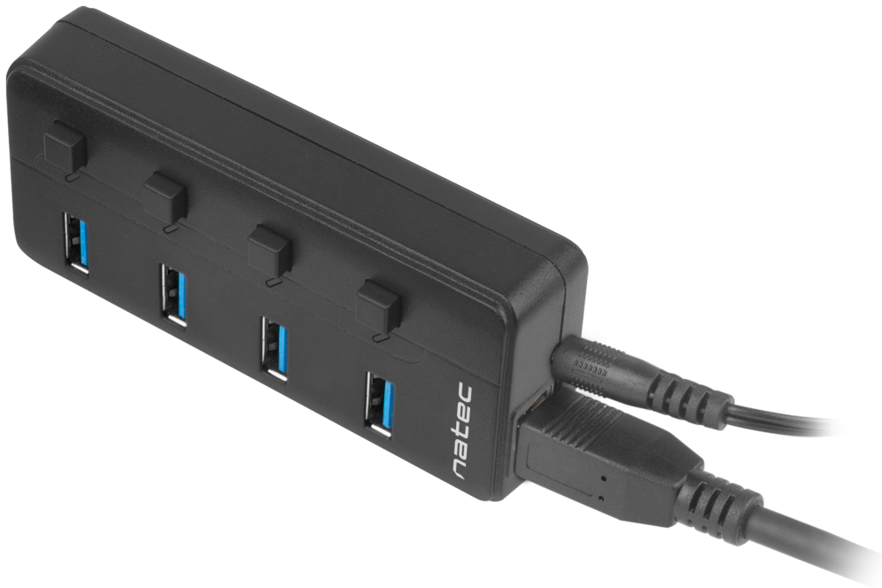 HUB NATEC MANTIS 2 USB 3.0 4 PUERTOS ON OFF CON ALIMENTADOR - detalle