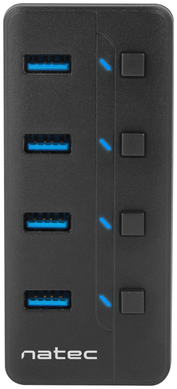 HUB NATEC MANTIS 2 USB 3.0 4 PUERTOS ON OFF CON ALIMENTADOR