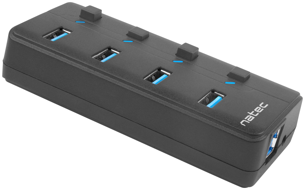 HUB NATEC MANTIS 2 USB 3.0 4 PUERTOS ON OFF CON ALIMENTADOR - detalle