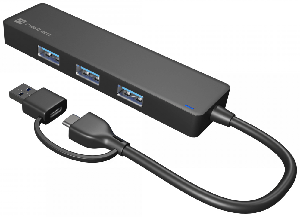 HUB NATEC MAYFLY USB-C 3.0 4 PUERTOS + ADAPTADOR USB-A