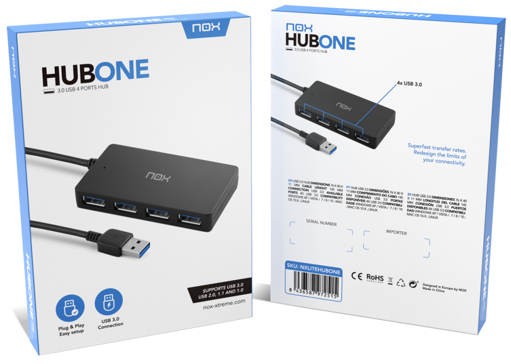 HUB NOX USB 3.0 4 PUERTOS - detalle