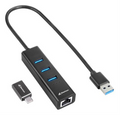 HUB USB SHARKOON 3X3.2 GEN 1 + RJ45 ALUMINIO NEGRO