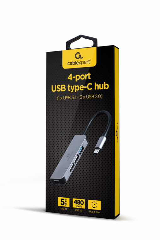 Gembird UHB-CM-U3P1U2P3-01 base para portátil y replicador de puertos Alámbrico USB 3.2 Gen 1 (3.1 Gen 1) Type-C Plata