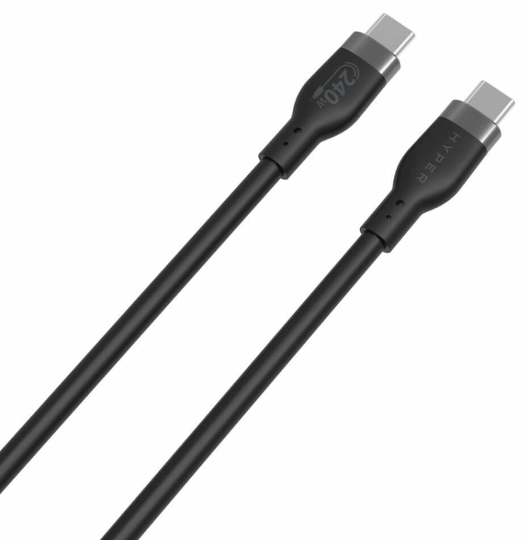 HYPER 2M SILICONE 240W USB-C CHARGING CABLE - BLACK - detalle