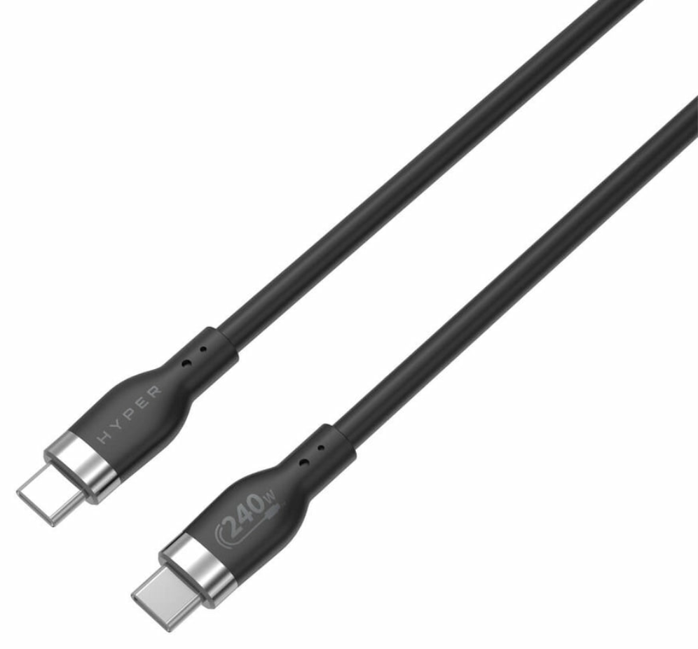 HYPER 2M SILICONE 240W USB-C CHARGING CABLE - BLACK - detalle