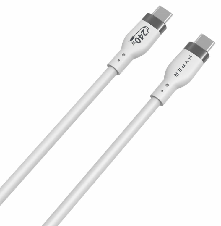 HYPER 2M SILICONE 240W USB-C CHARGING CABLE - WHITE - detalle