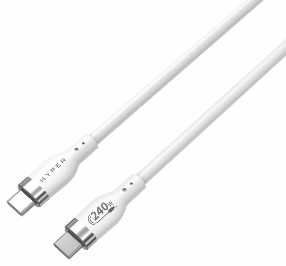 HYPER 2M SILICONE 240W USB-C CHARGING CABLE - WHITE - detalle