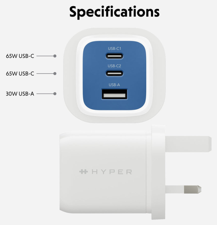 HYPER JUICE FLEX 65W GAN CHARGER - BLUE - detalle