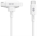 HYPER SILICONE USB-C TO USB-C AND LIGHTNING HYBRID 60W CABLE - WHITE