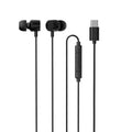 Auriculares tipo C intrauditivos IGGUAL con micrófono, diseño compacto y cable en color negro, ideales para llamadas y música.