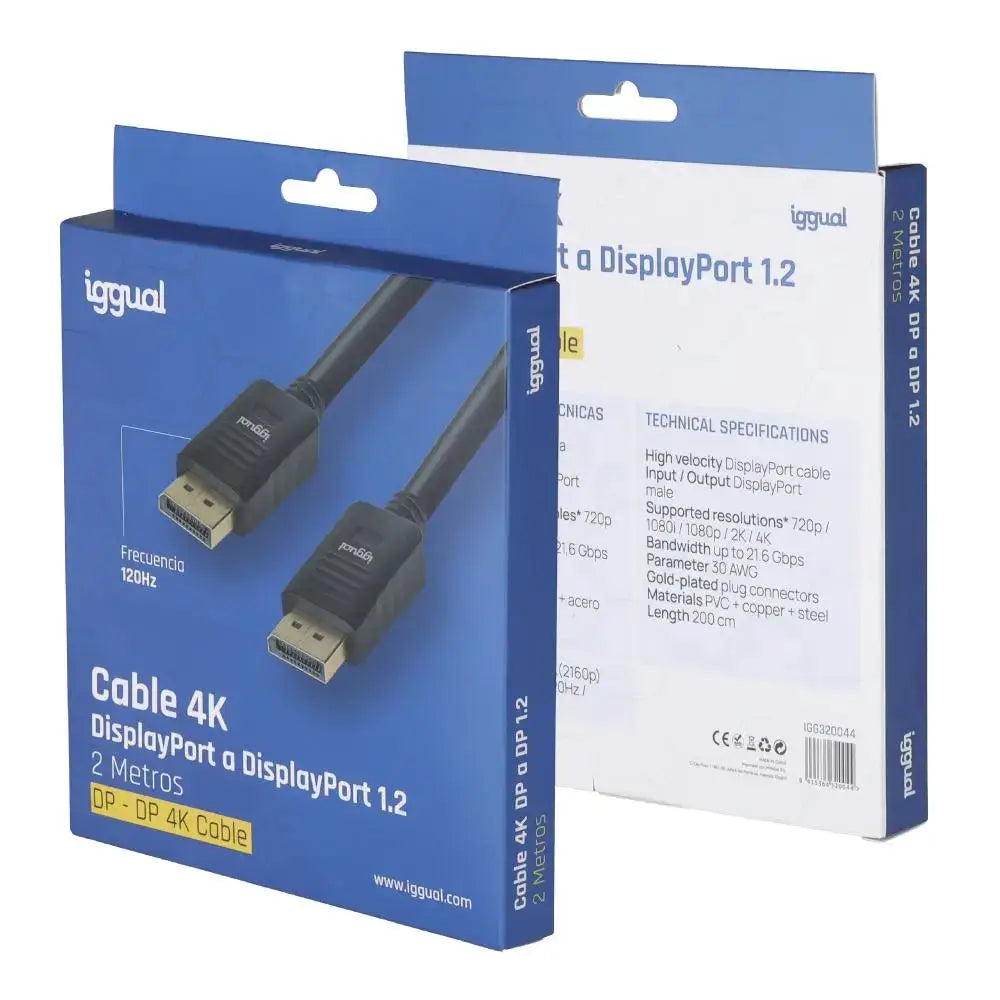 iggual Cable DisplayPort (M) 1.2 4K@60hz 2 metros - detalle