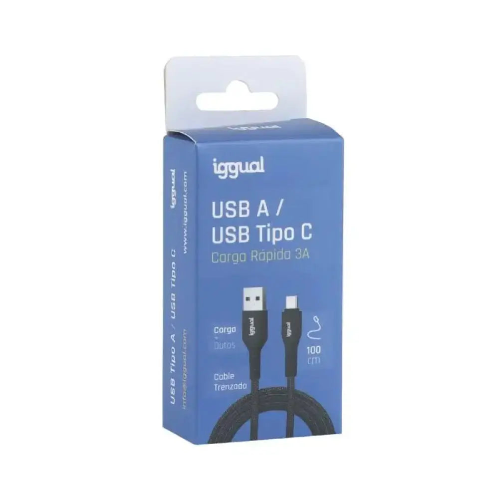 iggual Cable USB-A a tipo C 3A 100 cm trenzado - detalle