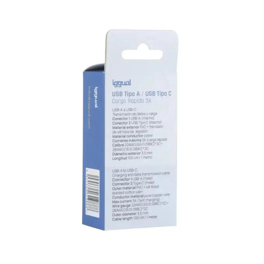 iggual Cable USB-A a tipo C 3A 100 cm trenzado - detalle