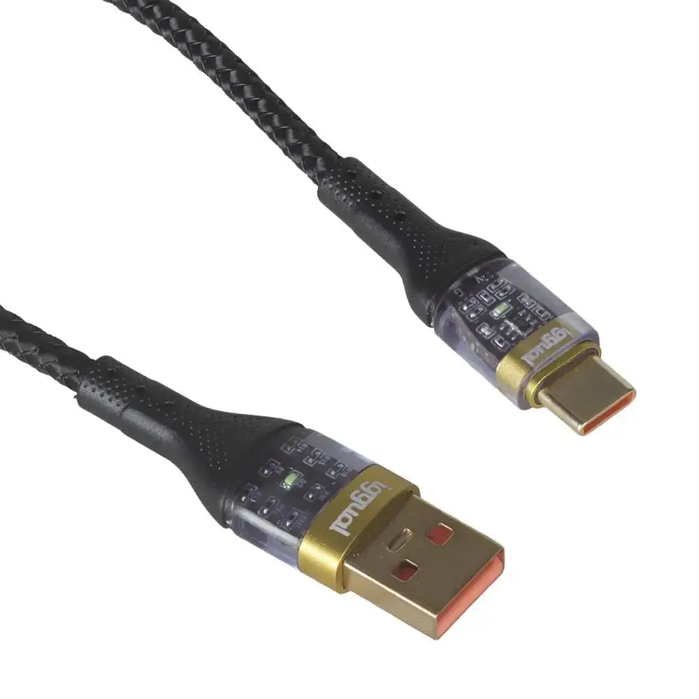 iggual Cable USB-A a tipo C 3A 100 cm trenzado LED - detalle