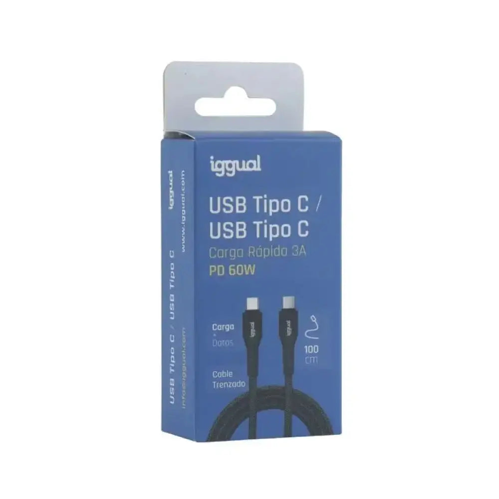 iggual Cable USB-C a tipo C 60W 3A 100 cm trenzado - detalle