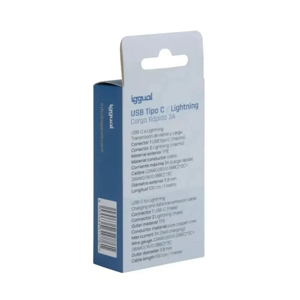 iggual cable USB-C/Lightning 100 cm blanco Q3.0 3A - detalle