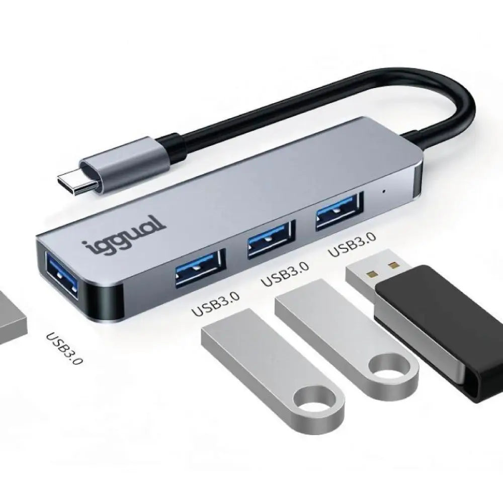 iggual Hub USB 3.0 tipo C x 4 puertos USB-A 3.0 - detalle