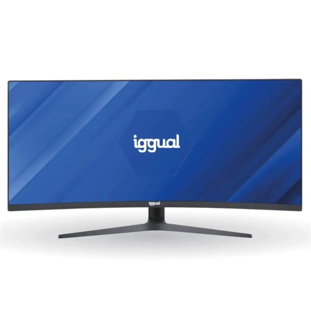 Monitor LED IGGUAL de 34 pulgadas, curvo, con resolución UWQHD, tiempo de respuesta 1ms, puertos 2DP y 2 HDMI.