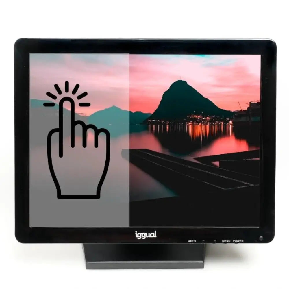 Monitor táctil resistivo IGGUAL de 15 pulgadas con entradas USB, VGA y HDMI, pantalla TFT de alta sensibilidad.