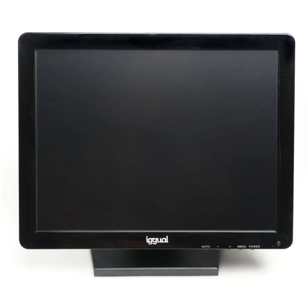 Monitor táctil resistivo IGGUAL de 15 pulgadas con puertos USB, VGA y HDMI, pantalla TFT táctil para aplicaciones industriales.