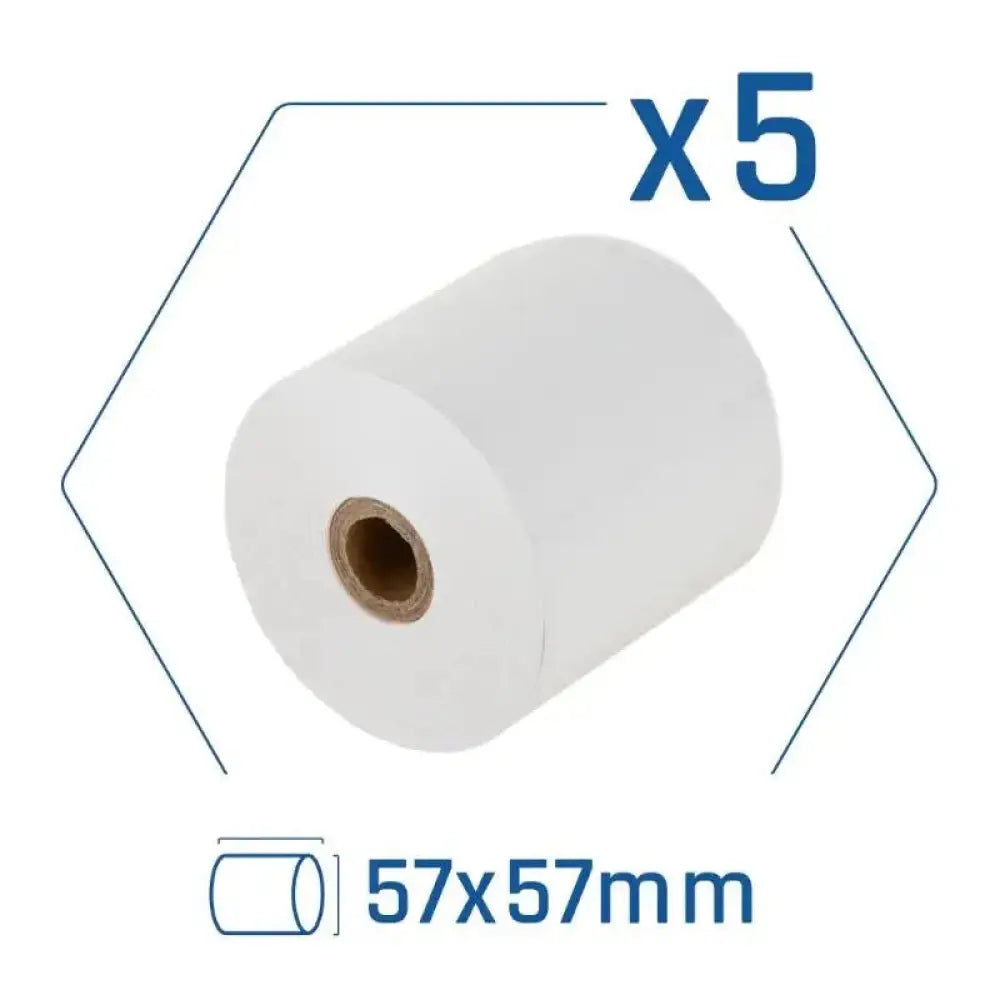 Pack de 5 rollos de papel térmico IGGUAL sin BPA, tamaño 57x57mm, para recibos o tickets.