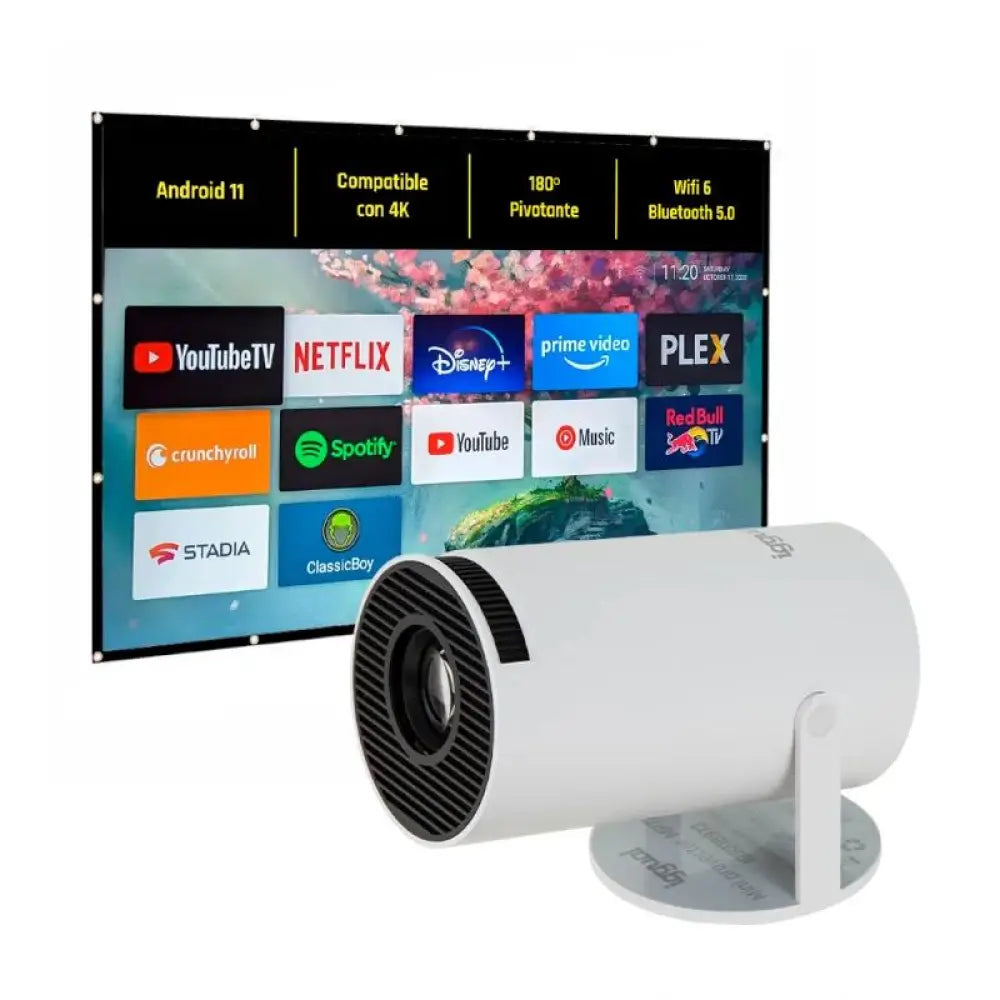 Proyector portátil IGGUAL mini con pantalla plegable de 100 pulgadas, ideal para ver videos y presentaciones en cualquier lugar.