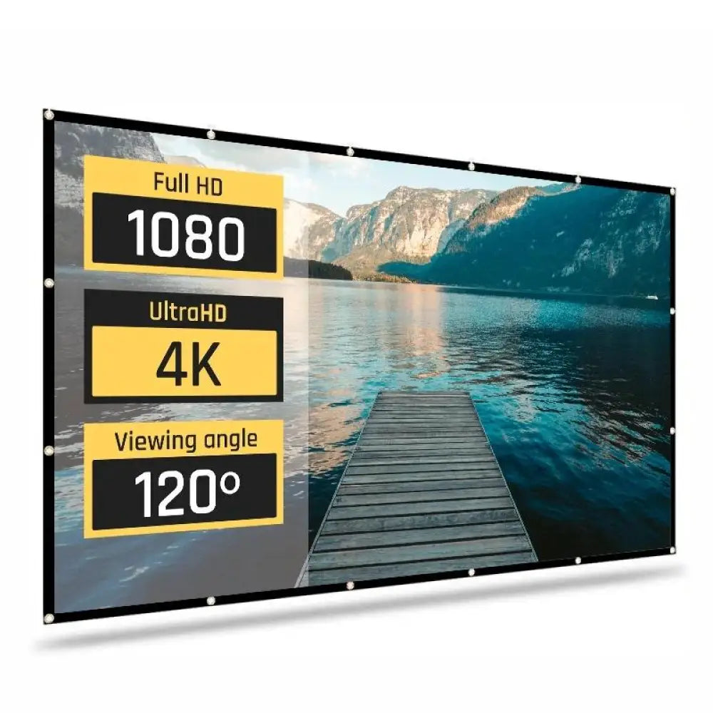 Proyector mini IGGUAL con pantalla plegable de 120 pulgadas para proyecciones portátiles y fáciles de usar.