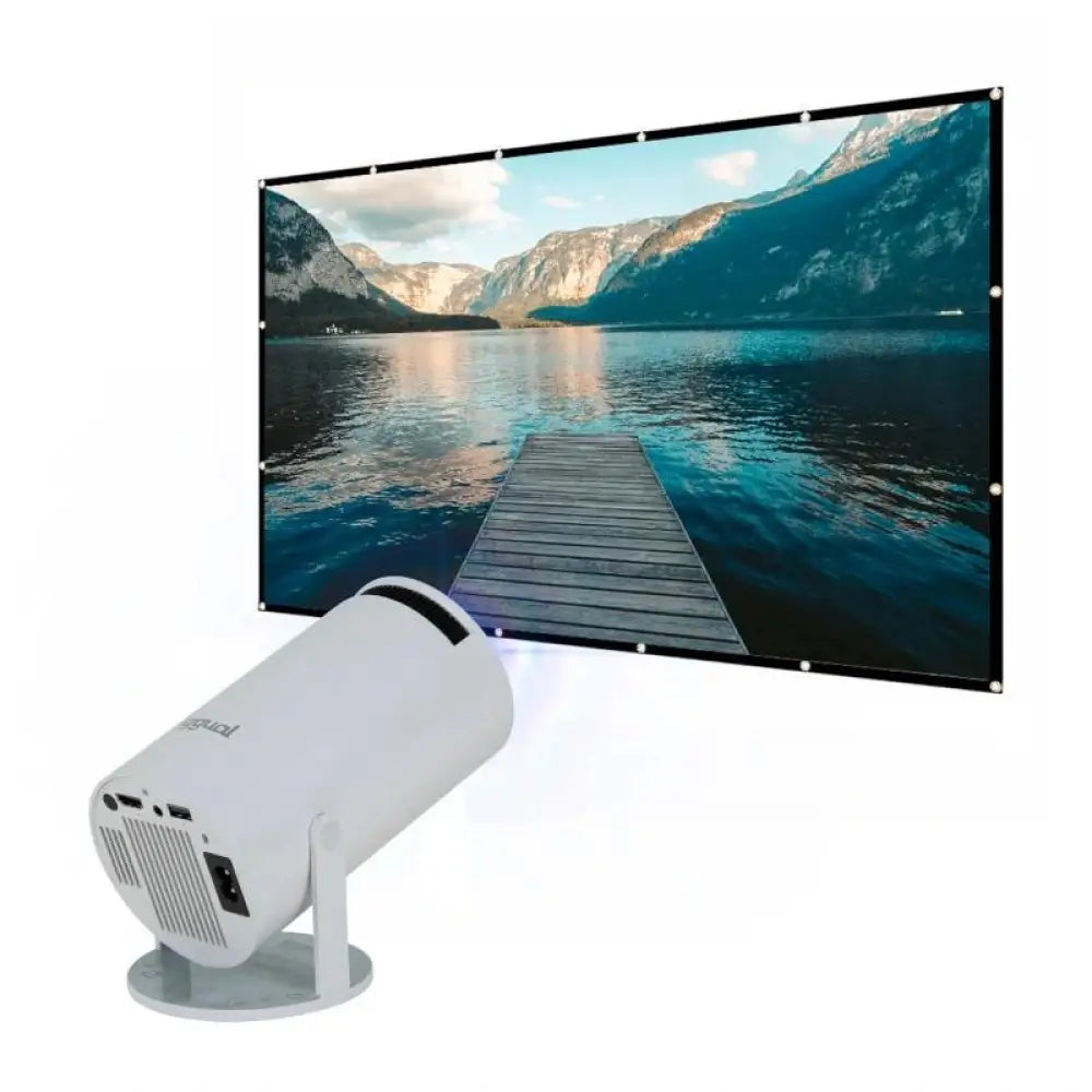 Proyector portátil IGGUAL mini con pantalla plegable de 120 pulgadas para proyecciones en interiores y exteriores.