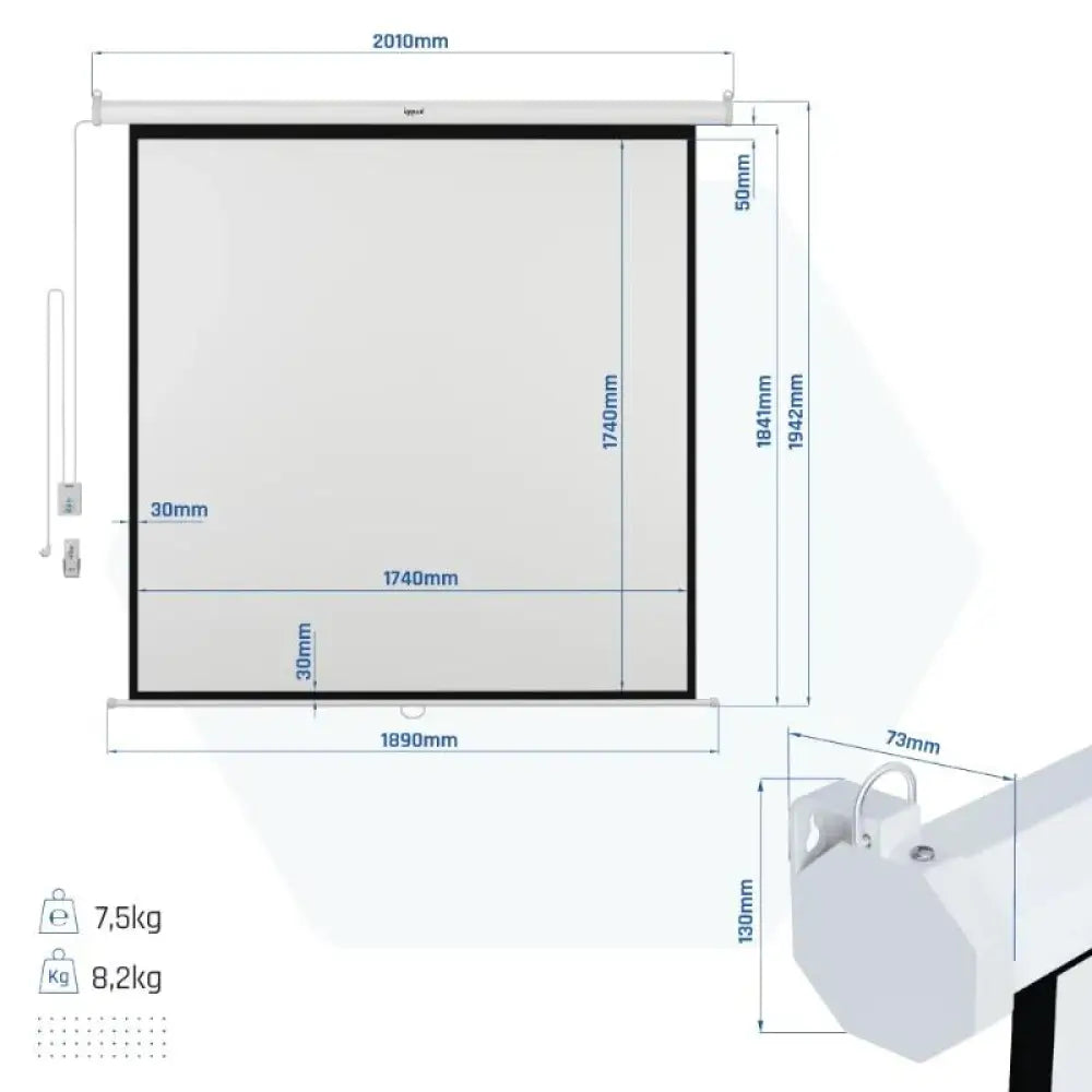 iggual Pantalla eléctrica 4:3 100" 180x180 cm - detalle