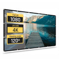Pantalla plegable ECO-COST IGGUAL de 120 pulgadas y relación 16:9, ideal para pantallas interactivas y presentaciones.