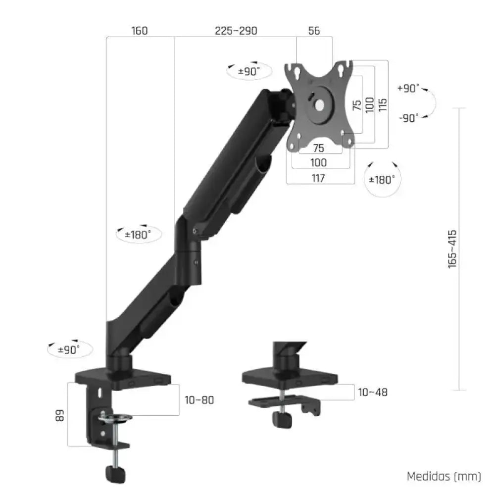 iggual SPMP01-A Soporte pinza 1 monitor 17-32" pro - detalle