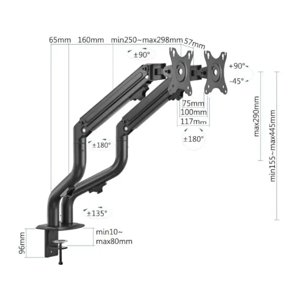 iggual SPMP02 Soporte pinza 2 monitores 17"-32"pro - detalle