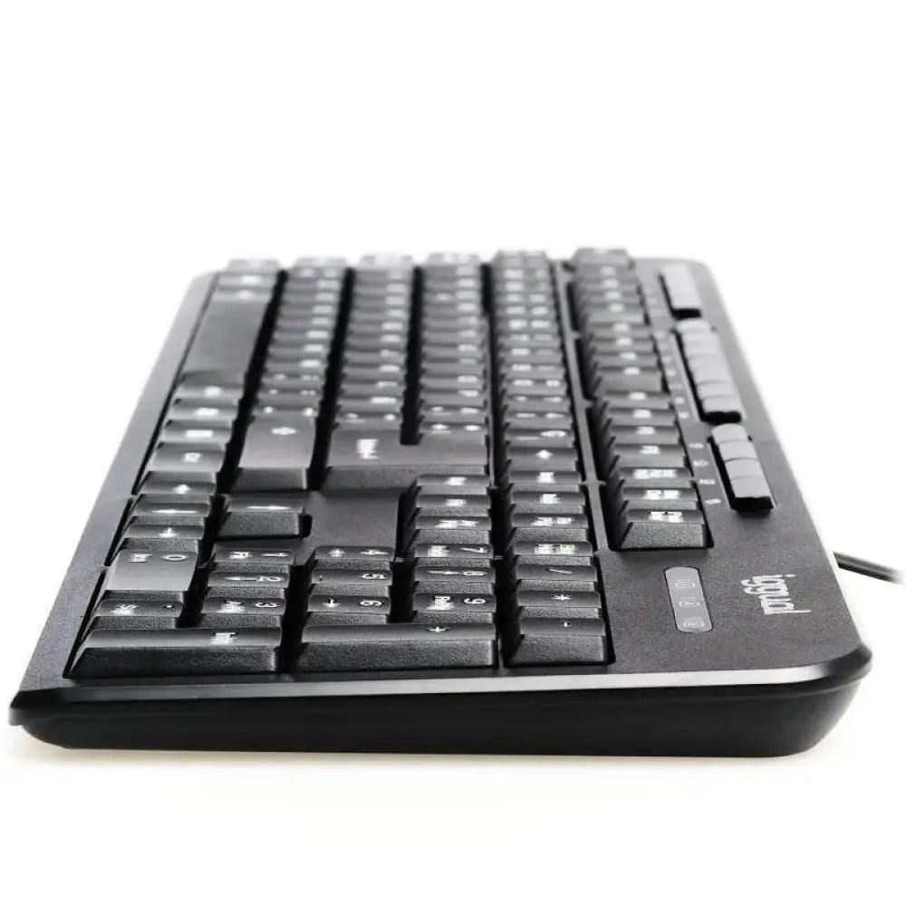 Teclado multimedia USB IGGUAL CK-BASIC-120T en color negro, con teclas funcionales y diseño ergonómico para uso diario.