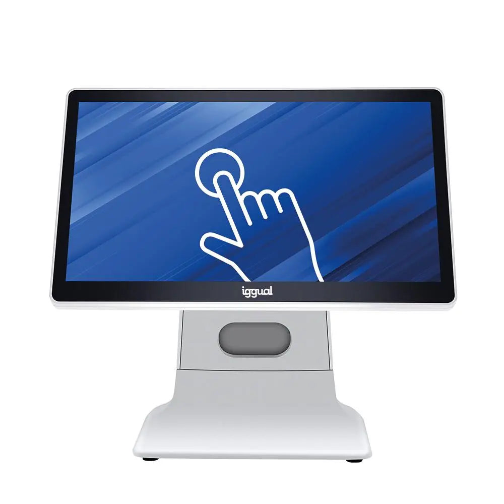 Pantalla TPV IGGUAL de 15,6 pulgadas en blanco, 16:9, con procesador N100, 8GB RAM, 256GB SSD y Windows 11 Pro