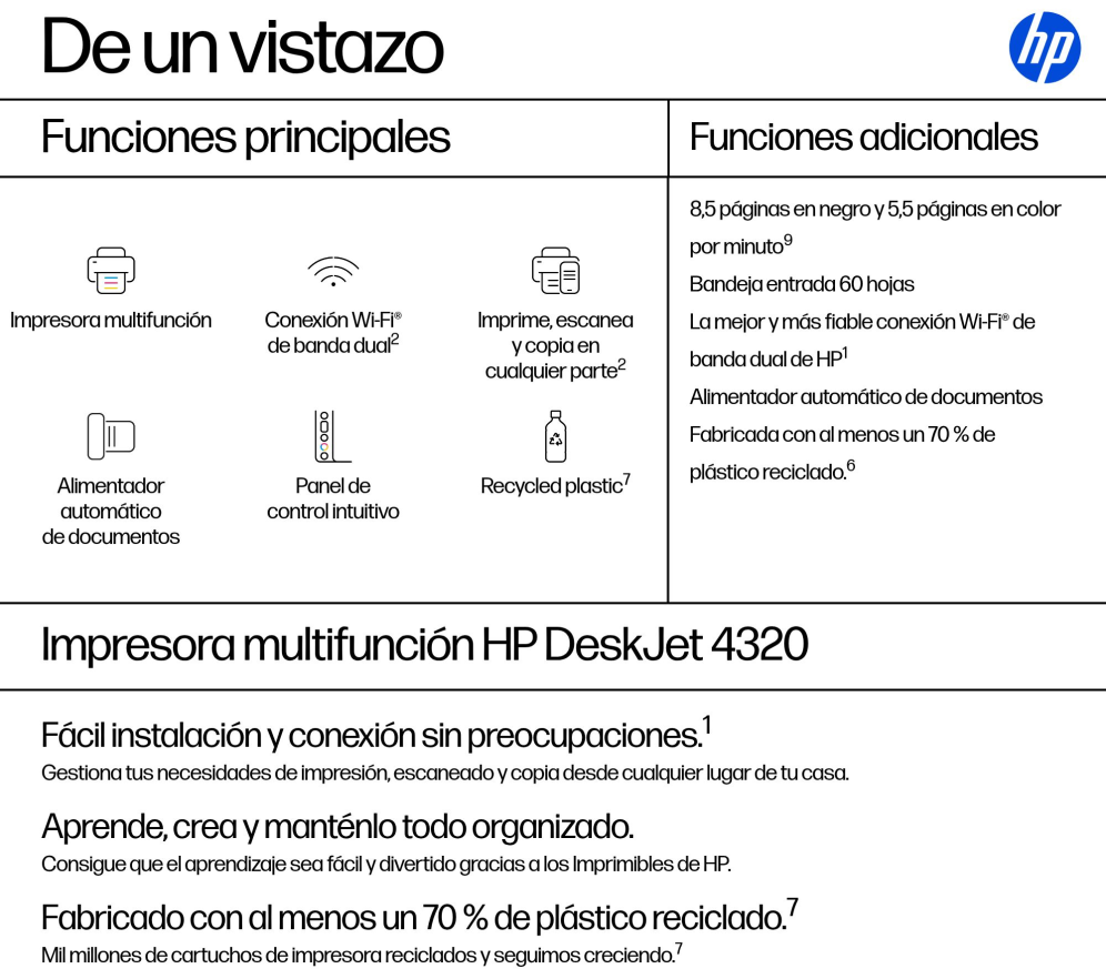 IMPRESORA HP 4320 MULTIFUNCION INKJET DESKJET - detalle