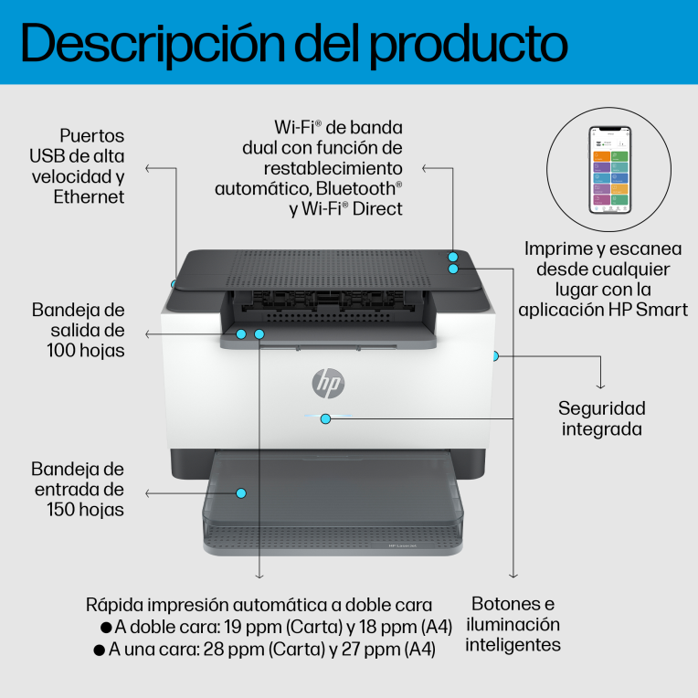 IMPRESORA HP LASERJET M207DW LASER MONOCROMO - detalle