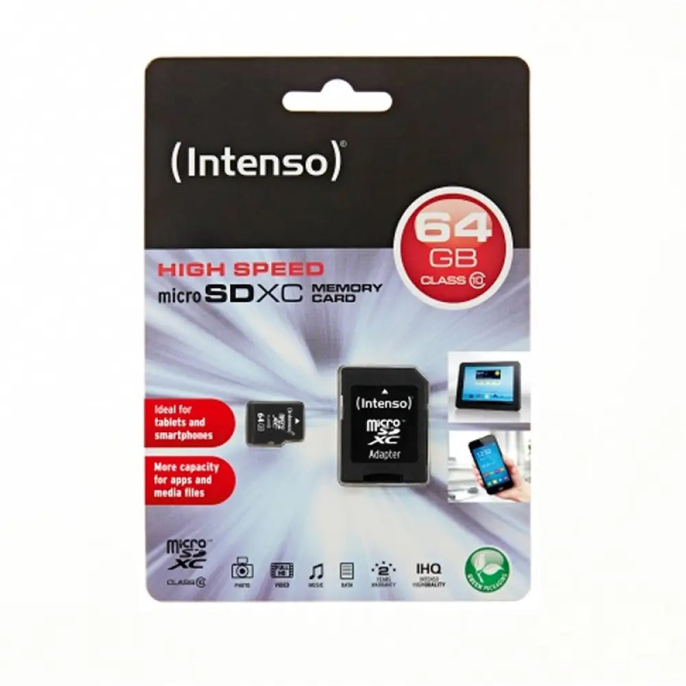 Intenso 3413490 Micro SD clase 10 64GB c/adapt - detalle