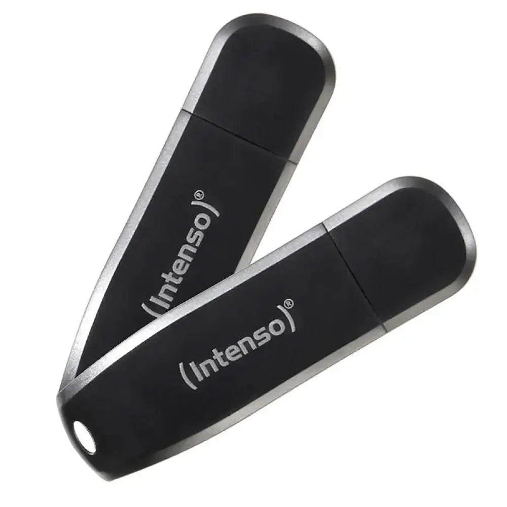 Lote de 2 pendrives USB 3.2 INTENSO con capacidad de 64GB, diseño compacto y velocidad de transferencia rápida.