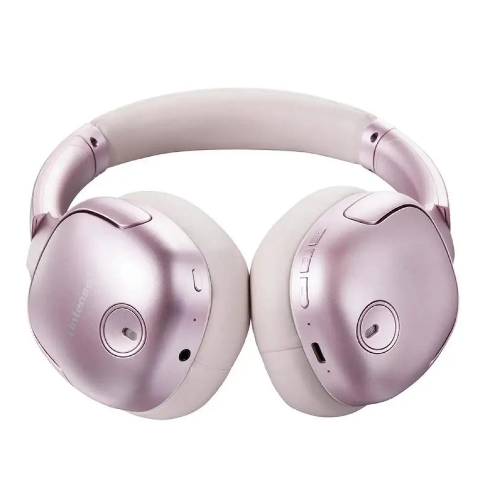 Auriculares over-ear INTENSO O400HA rosa con micrófono, cómodos y elegantes para escuchar música y realizar llamadas.