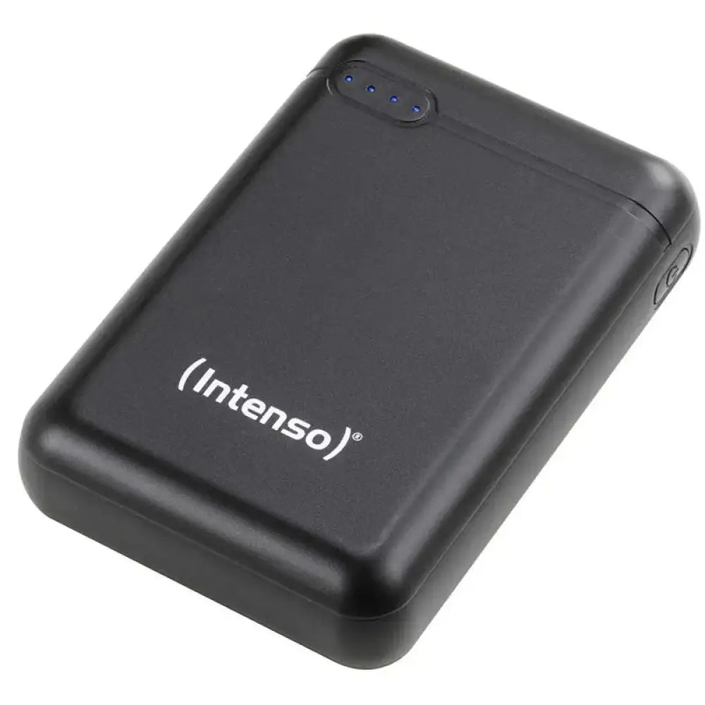 Batería portátil INTENSO PowerBank XS10000 de 10000mAh en color negro, carga rápida y compacta para dispositivos móviles.