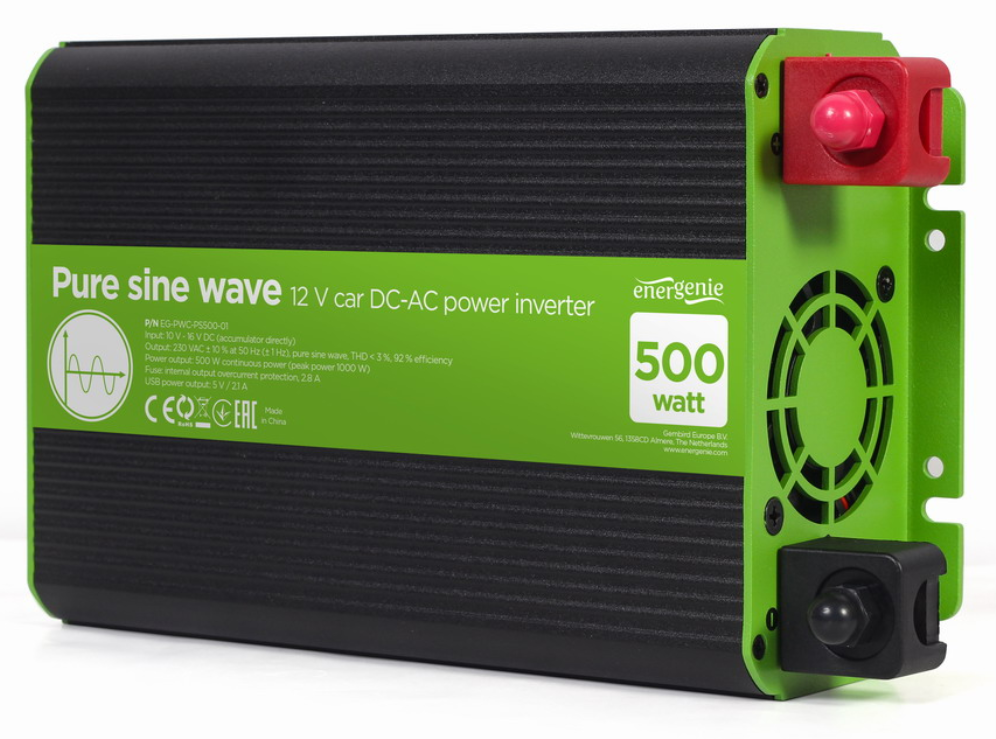 INVERSOR CORRIENTE DC-AC GEMBIRD COCHE DE ONDA SINUSOIDAL PURA DE 12 V 500 W - detalle