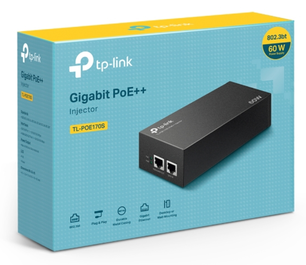 INYECTOR POE TP LINK TL-POE170S GIGA POE++, AF, AT, BT, 60W - detalle