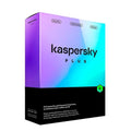 Antivirus Kaspersky Plus para hogar en envase de 5 litros, protección antivirus confiable para uso doméstico.