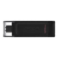 Pendrive USB Kingston DataTraveler DT70 128GB USB-C 3.2 en color negro, compacto y portátil para almacenamiento de datos.