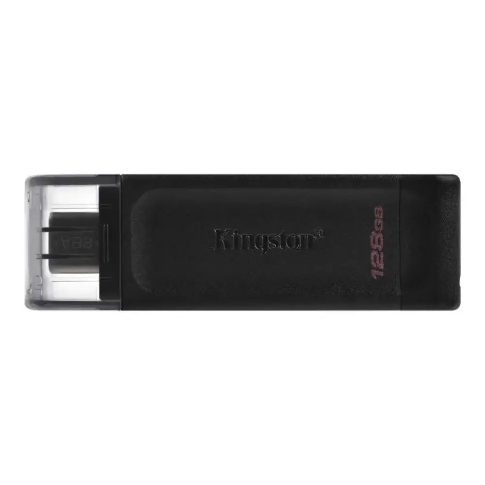 Pendrive USB Kingston DataTraveler DT70 128GB USB-C 3.2 en color negro, compacto y portátil para almacenamiento de datos.