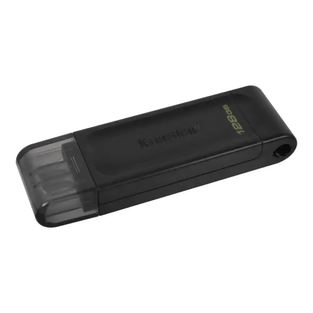 Pendrive Kingston DataTraveler DT70 128GB USB C 3.2 negro, compacto y portátil para almacenamiento rápido.