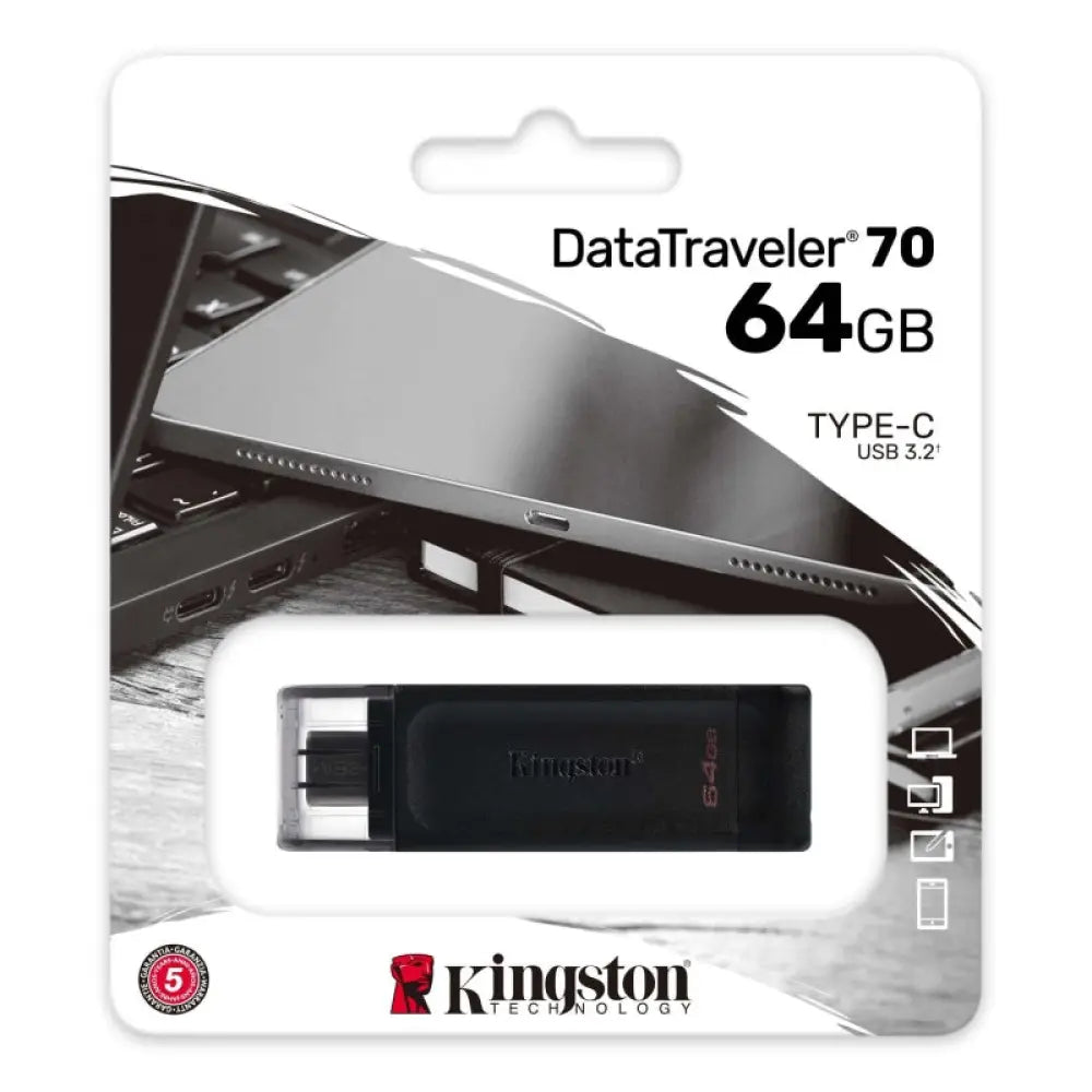 Kingston DataTraveler DT70 64GB USB C 3.2  Negro - detalle