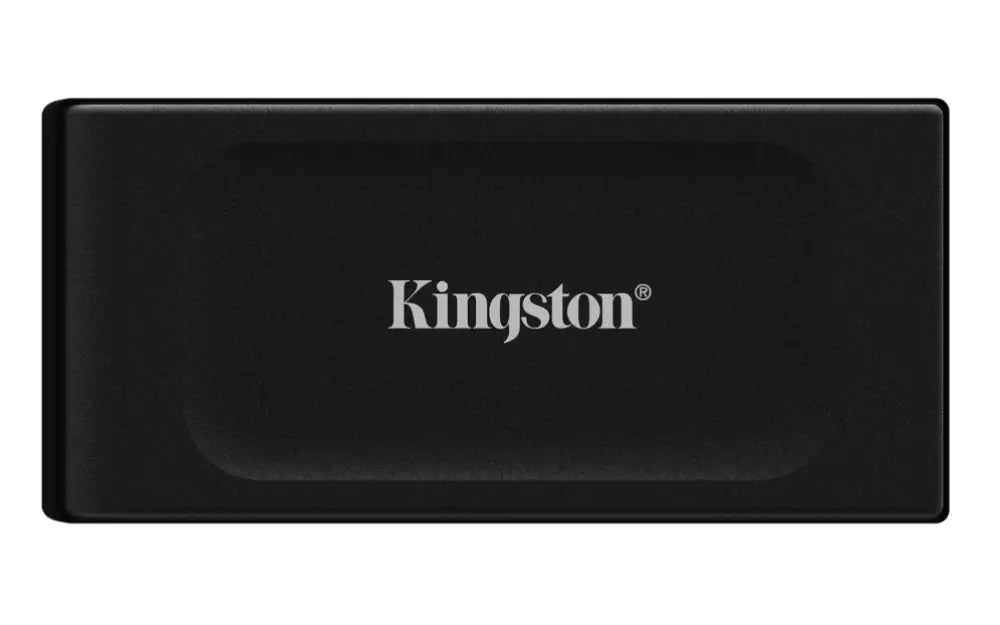 Disco duro externo SSD Kingston XS1000 de 1TB con conexión USB 3.2 Gen 2, diseño compacto y portátil.