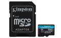 Kingston Technology Tarjeta microSDXC Canvas Go Plus Gen4 de 256 GB. 200 MB/s. A2 U3 V30 y adaptador